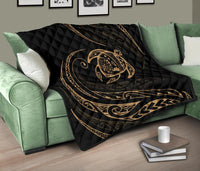 Hawaii Turtle Premium Quilt - Gold - Frida Style - Polynesian Pride
