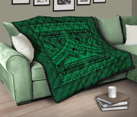 Hawaii Polynesian Mauna Kea Premium Quilt Green - Polynesian Pride