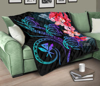 Hawaii Turtle Polynesian Tropical Premium Quilt - Cora Style Purple - Polynesian Pride