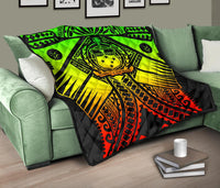 Samoa Polynesian Premium Quilt - Samoa Reggae Seal with Polynesian Tattoo - Polynesian Pride
