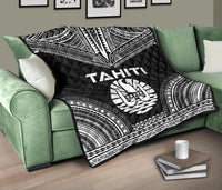 Tahiti Premium Quilt - Tahiti Flag Polynesian Chief Black Version - Polynesian Pride
