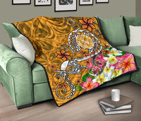Tahiti Premium Quilt - Turtle Plumeria (Gold) - Polynesian Pride
