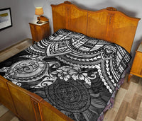 Polynesian Premium Quilt - Polynesian White Turtle Hibiscus - Polynesian Pride