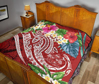 Fiji Polynesian Premium Quilt - Summer Plumeria (Red) - Polynesian Pride