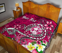 Tonga Custom Personalised Premium Quilt - Turtle Plumeria (Pink) - Polynesian Pride