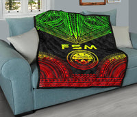 Federated States Of Micronesia Premium Quilt - FSM Seal Polynesian Chief Reggae Version - Polynesian Pride