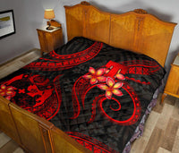 Tonga Polynesian Premium Quilt - Red Plumeria - Polynesian Pride