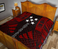 Gambier Islands Premium Quilt - Gambier Islands Flag Polynesian Red Tattoo - Polynesian Pride