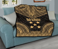 Gambier Islands Premium Quilt - Gambier Islands Flag Polynesian Chief Gold Version - Polynesian Pride