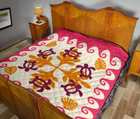 Hawaiian Turtle Pattern Premium Quilt - Pink - Argu Style - AH - Polynesian Pride