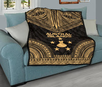 Austral Islands Premium Quilt - Austral Islands Flag Polynesian Chief Gold Version - Polynesian Pride