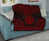 Wallis And Futuna Premium Quilt - Wallis And Futuna Coat Of Arms Polynesian Chief Red Version - Polynesian Pride