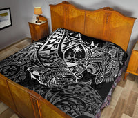 Guam Polynesian Premium Quilt - White Turtle Flowing - Polynesian Pride