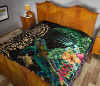 Tiki Polynesian Premium Quilt Turtle Hibiscus - Gold - Polynesian Pride