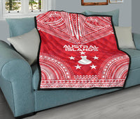 Austral Islands Premium Quilt - Austral Islands Flag Polynesian Chief Red Version - Polynesian Pride