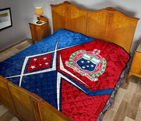 Samoa Premium Quilt - Samoa Flag with Polynesian Patterns - Polynesian Pride