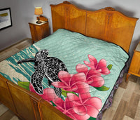 Hawaii Premium Quilt - Hawaii Turtles With Plumeria Classic Premium Quilt - Polynesian Pride