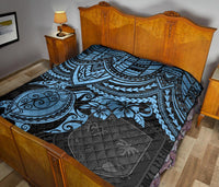 Fiji Polynesian Premium Quilt - Fiji Flag & Blue Turtle Hibiscus - Polynesian Pride
