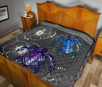 Hawaii Turtle Hibiscus Polynesian Premium Quilt - Miki Style - Polynesian Pride