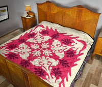 Hawaiian Tropical Pattern Premium Quilt - Pink - Argu Style - AH - Polynesian Pride