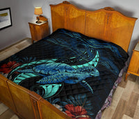 Hawaii Polynesian Honu Sea Hibiscus Premium Quilt - Polynesian Pride
