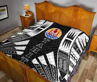 Tahiti Premium Quilt - Tahiti Flag Polynesian White Tattoo (Black) - Polynesian Pride