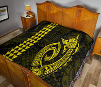 Hawaii Kakau Makau Fish Hook Polynesian Premium Quilt - Yellow - Polynesian Pride