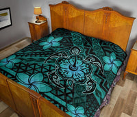 Hawaii Mix Polynesian Turtle Plumeria Premium Quilt - AH - Nick Style - Turquoise - Polynesian Pride