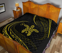 Hawaii Turtle Hibicus Premium Quilt - Frida Style - Yellow - Polynesian Pride