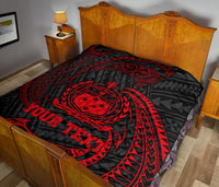 Samoa Polynesian Custom Personalised Premium Quilt - Red Tribal Wave - Polynesian Pride