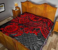 Polynesian Premium Quilt - Polynesian Red Turtle Hibiscus - Polynesian Pride