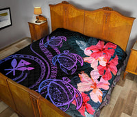 Hawaii Turtle Polynesian Tropical Premium Quilt - Cora Style Pink - Polynesian Pride