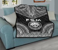 Federated States Of Micronesia Premium Quilt - FSM Seal Polynesian Chief Black Version - Polynesian Pride