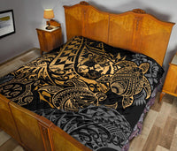 Tonga Polynesian Premium Quilt - Gold Turtle Flowing - Polynesian Pride