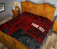Tahiti Personalised Premium Quilt - Tahiti Seal In Heartbeat Patterns Style (Red) - Polynesian Pride