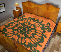 Hawaiian Quilt Turtle Pattern New Orange Premium Quilt - Skin Style - AH - Polynesian Pride