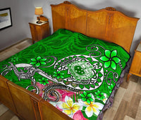 Samoa Premium Quilt - Turtle Plumeria (Green) - Polynesian Pride