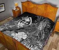 Guam Custom Personalised Premium Quilt - Humpback Whale with Tropical Flowers (White) - Polynesian Pride