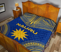 Nauru Premium Quilt - Nauru Flag Polynesian Chief Blue Version - Polynesian Pride