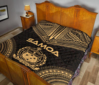 Samoa Premium Quilt - Samoa Coat Of Arms Polynesian Chief Gold Version - Polynesian Pride