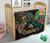 Tiki Polynesian Premium Quilt Turtle Hibiscus - Gold - Polynesian Pride