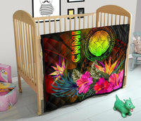 Northern Mariana Islands Polynesian Premium Quilt - Hibiscus and Banana Leaves - Polynesian Pride