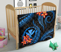 Polynesian Hawaii Premium Quilt - Blue Plumeria - Polynesian Pride
