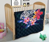 Polynesian Premium Quilt - Manta Ray And Hibiscus - Polynesian Pride