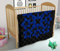 Hawaiian Premium Quilt Royal Pattern - Black And Blue - A1 Style - Polynesian Pride