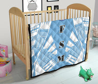 Federated States Of Micronesia Premium Quilt - Federated States Of Micronesia Seal Polynesian White Tattoo (Blue) - Polynesian Pride