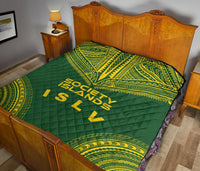 Society Islands Premium Quilt - Society Islands Flag Polynesian Chief Green Version - Polynesian Pride