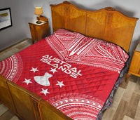 Austral Islands Premium Quilt - Austral Islands Flag Polynesian Chief Red Version - Polynesian Pride