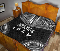 Society Islands Premium Quilt - Society Islands Flag Polynesian Chief Black Version - Polynesian Pride