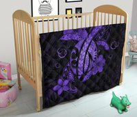 Hawaii Turtle Flower Polynesian Premium Quilt - Purple - Polynesian Pride